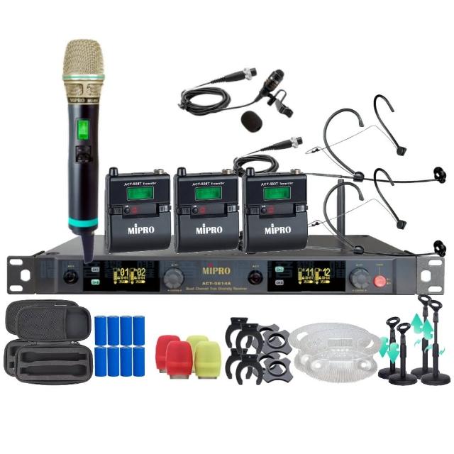 【MIPRO】MIPRO ACT-5814A 支援Type-C充電 四頻道5G無線麥克風 搭配手持*1+領夾*1+頭戴*2(音響設備)