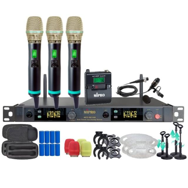 【MIPRO】MIPRO ACT-5814A 支援Type-C充電 四頻道5G無線麥克風 搭配搭配手持*3+領夾*1(音響設備)