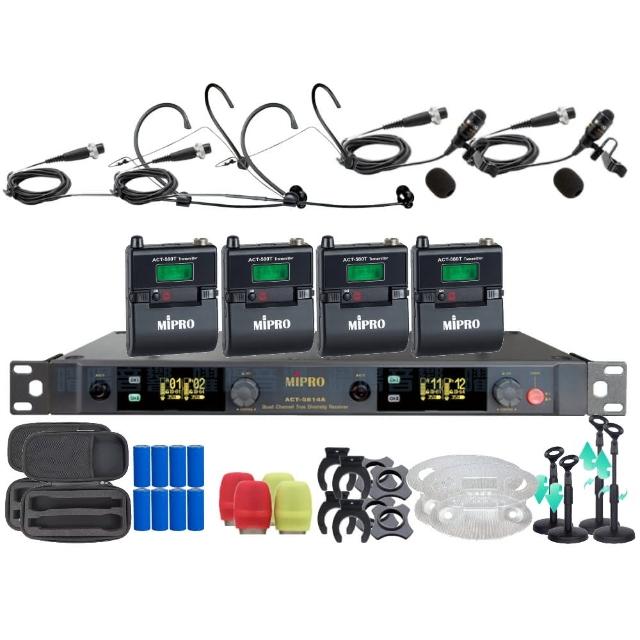 【MIPRO】MIPRO ACT-5814A 支援Type-C充電 四頻道5G無線麥克風 搭配手持*2+頭戴*2(音響設備)