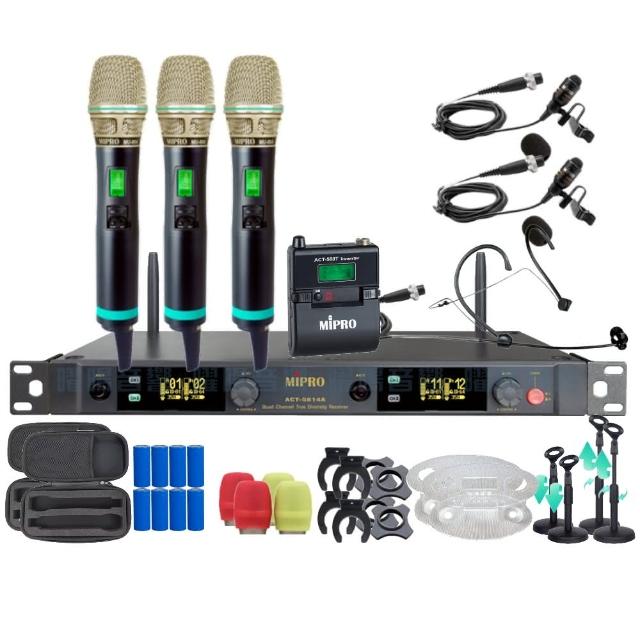 【MIPRO】MIPRO ACT-5814A 支援Type-C充電 四頻道5G無線麥克風 搭配手持*1+領夾*2+頭戴*1(音響設備)