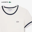 【LACOSTE】女裝-法國製造撞色滾邊合身短袖T恤(白色)