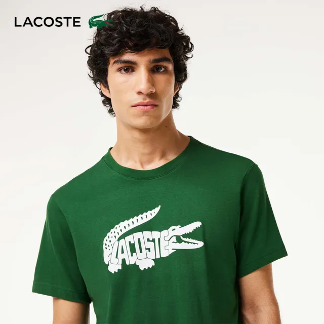 【LACOSTE】男裝-運動快乾鱷魚紋印花短袖T恤(綠色)