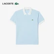 【LACOSTE】男裝-L.12.12 條紋棉質短袖 Polo 衫(淺藍/白色)