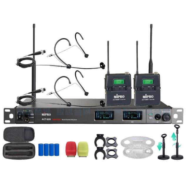 【MIPRO】MIPRO ACT-828 支援Type-C充電 雙頻數位無線麥克風 搭配頭戴麥克風*2(音響設備)