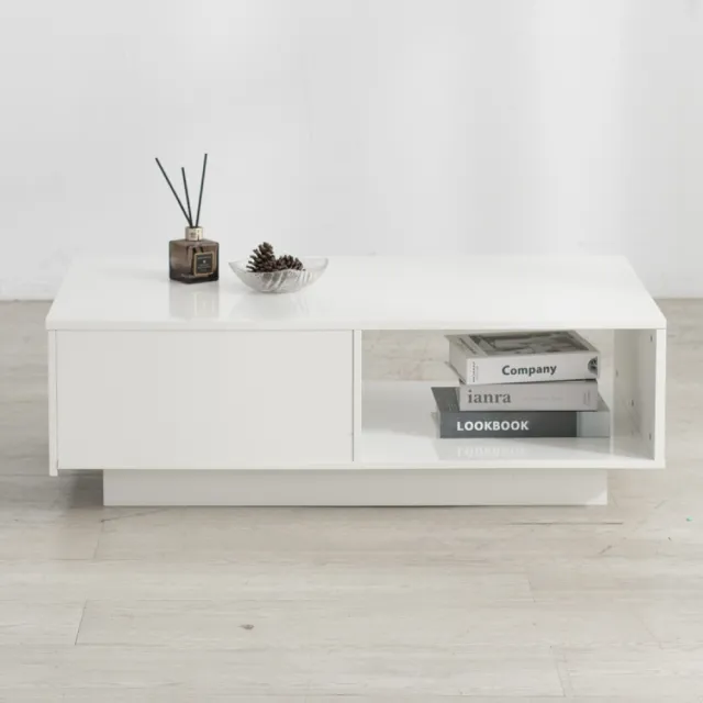 【IDEA】極簡純白抽屜收納茶几/和室桌/長桌/客廳桌/桌子