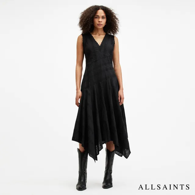 【ALLSAINTS】AVANIA 優雅V領刺繡洋裝 W081DA(常規版型)