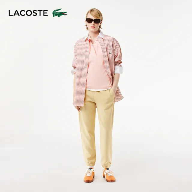 【LACOSTE】女裝-緊身彈性棉短袖Polo衫(粉紅色)