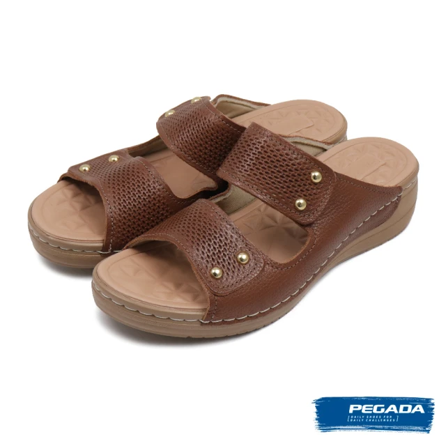 PEGADA 巴西寬帶軟墊厚底皮質拖鞋 白色(233703-