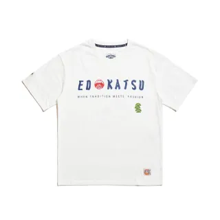 【EDWIN】江戶勝 男裝 後背花蛙圖騰寬版短袖T恤(米白色)