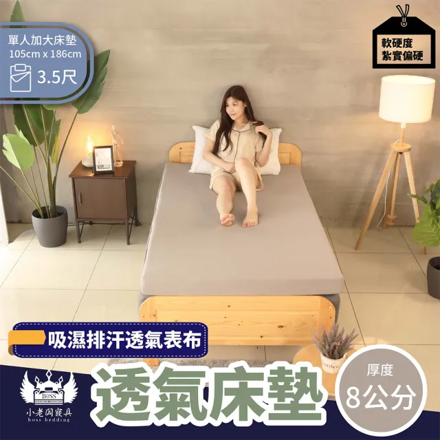 【BOSS BEDDING 小老闆寢具】單人3.5尺8公分吸濕排汗床墊｜一般款(折疊床｜薄床墊｜宿舍床｜露營床)