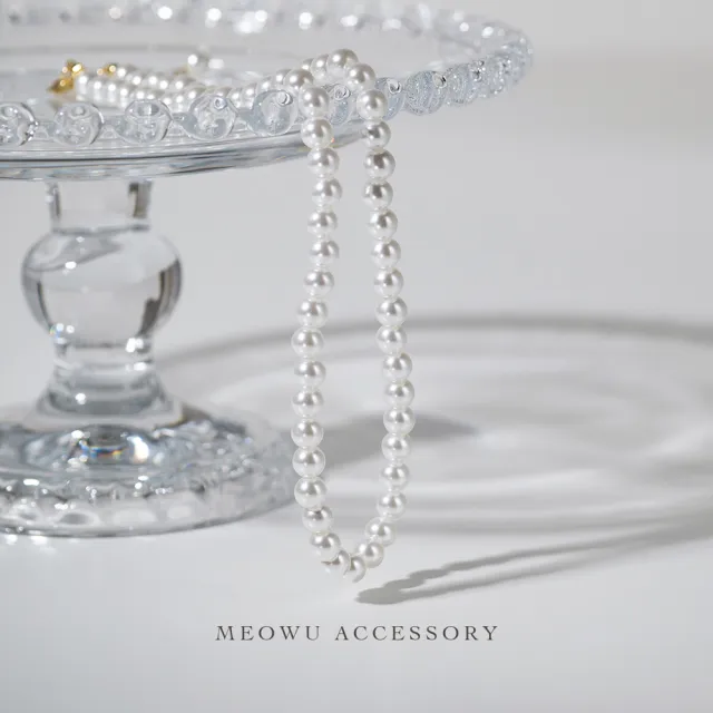 【MEOWU】NC1436 A級玻璃珍珠項鍊 6mm(NC1436)