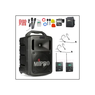 【MIPRO】MA-708 黑色 配2頭戴式麥克風(豪華型手提式無線擴音機/藍芽最新版/遠距教學)