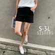 【SISTERS】現貨 顯瘦百搭黑色短褲 牛仔褲/S-3L(女短褲/寬褲/顯瘦/褲子/丹寧/牛仔短褲)