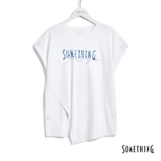 【SOMETHING】女裝 剪裁繡印花短袖T恤(白色)