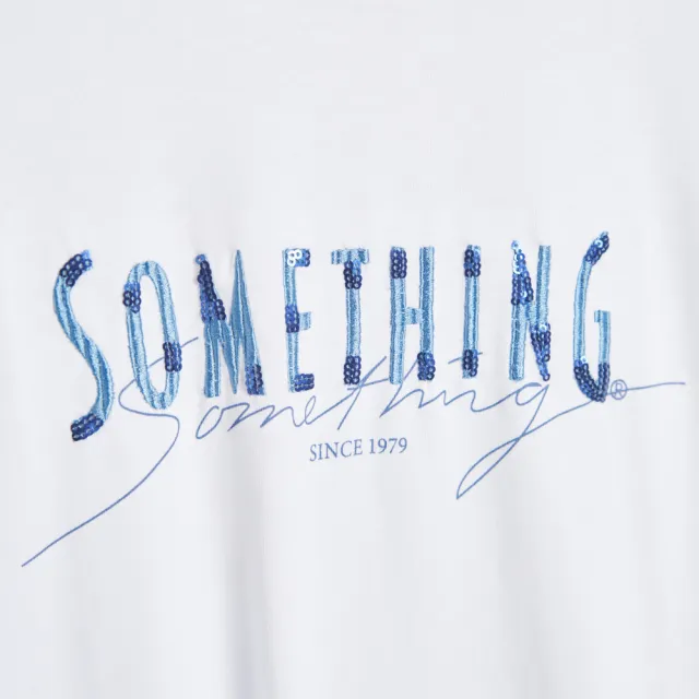 【SOMETHING】女裝 剪裁繡印花短袖T恤(白色)