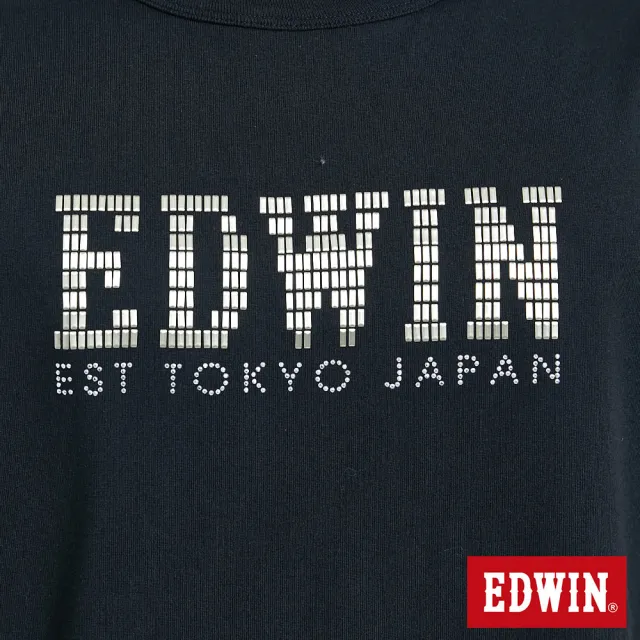 【EDWIN】男裝 EFS 鋁片LOGO短袖T恤(黑色)