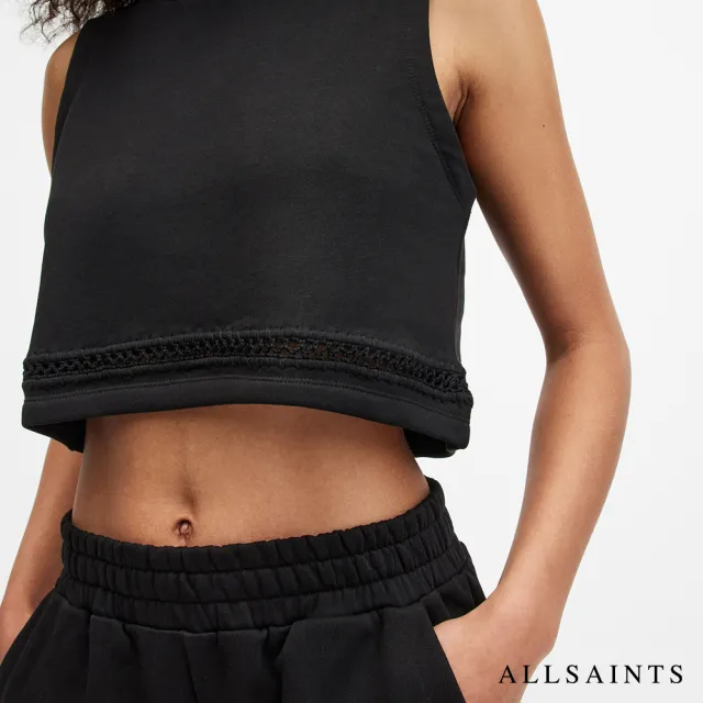 【ALLSAINTS】EWELINA 厚實純棉短版背心-黑 W074JA(常規版型)