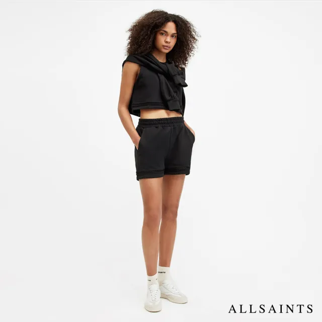 【ALLSAINTS】EWELINA 厚實純棉休閒短褲-黑 W001TA(常規版型)