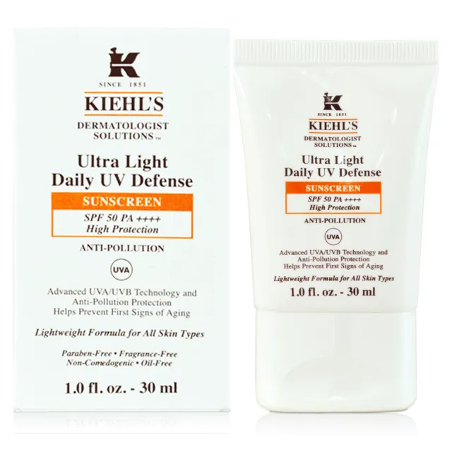 【Kiehl’s 契爾氏】集高效清爽UV防護乳 SPF50 PA++++ 30ml(百貨專櫃貨)