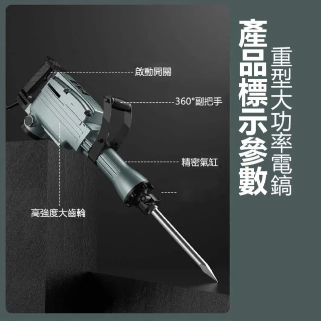 【Komori 森森機具】大功率重型電鎬 附配件組+鑿尾*2 交換禮物(強力型 打石機 碎石機 電動鑿 重型電鎬)