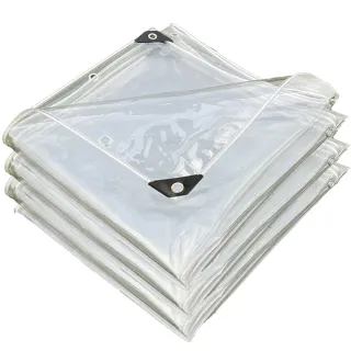 【poko】PVC透明防雨布 1*2m 包邊附綁繩(防水防布 塑膠布 保護膜 雨棚 溫室 陽台遮雨布)