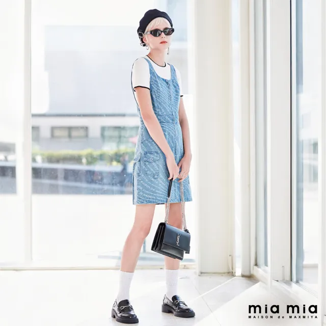 【mia mia】LOGO緹花牛仔洋裝