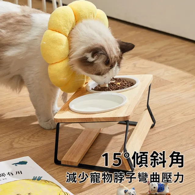 寵物陶瓷飼料碗架(寵物餐桌/陶瓷雙碗/寵物碗架/貓碗狗碗/寵物碗)