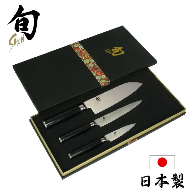 【KAI 貝印】旬 Classic 日本製大馬士革鋼高級主廚刀3件組 DMS0310 贈磨刀棒、購物袋(菜刀 高品質  料理刀)