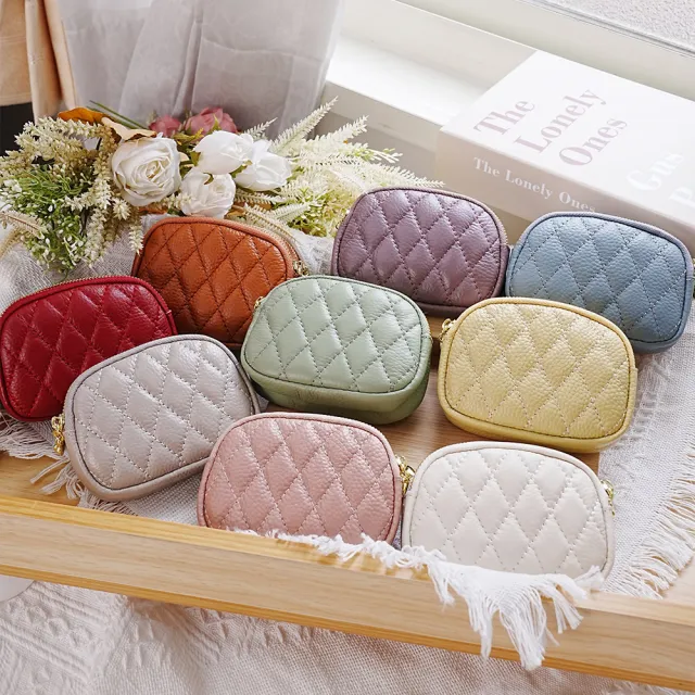 【MoonDy】包包 魚子醬零錢包 零錢包 錢包女 真皮包包 零錢包 雙拉鏈零錢包 牛皮零錢包 小