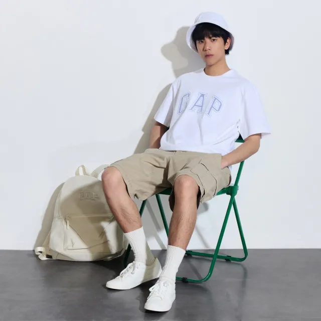 【GAP】男裝 Logo純棉圓領短袖T恤 厚磅密織親膚系列-白色(892185)