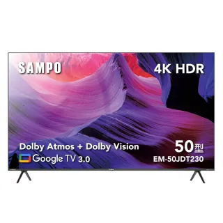 【SAMPO 聲寶】50型4K Google TV連網智慧顯示器+視訊盒(EM-50JDT230+MT-230)