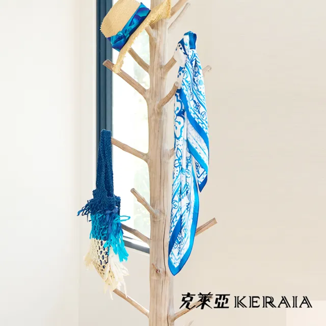 【KERAIA 克萊亞】冰心鳶尾藍印花蠶絲方巾