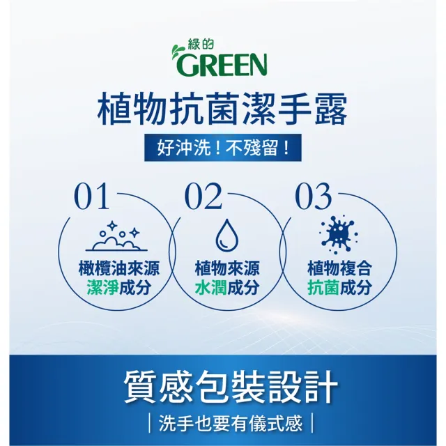 【Green 綠的】植物抗菌潔手露X3入組(洗手 洗手露)