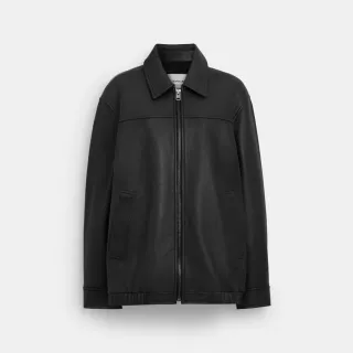 【COACH蔻馳官方直營】寬鬆版皮革夾克-黑色(CQ829)