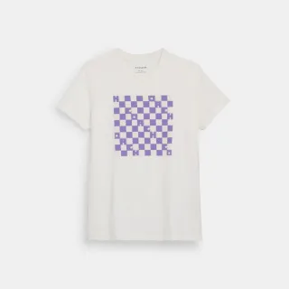 【COACH蔻馳官方直營】棋盤格棉質T恤-白色(CR901)