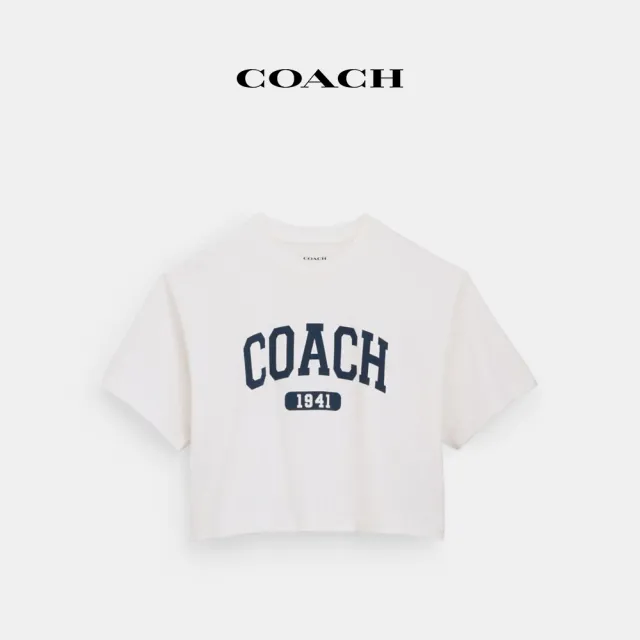 【COACH蔻馳官方直營】VARSITY元素短版棉質T恤-白色(CQ843)