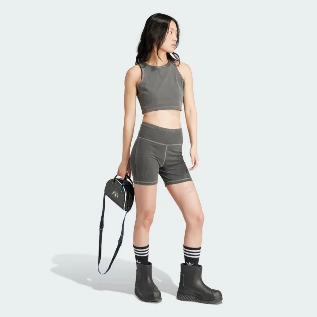 【adidas 愛迪達】ESS+ Crop Tank 女 短版 背心 運動 休閒 日常 舒適 基本款 深灰(IU2709)