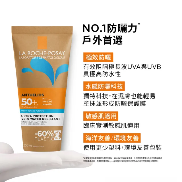 【理膚寶水】全新上市防水防曬★安得利水感防曬乳 200ml SPF50+ _A(戶外防曬/海洋友善)