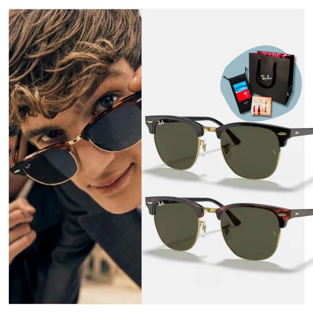 【RayBan 雷朋】CLUBMASTER眉型框太陽眼鏡(RB3016F-W0365、W0366 51mm 55mm)