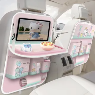 【HELLO KITTY】可愛凱蒂貓汽車椅背收納袋車用餐桌 車用置物袋掛袋(椅背收納袋 後座置物架 車用收納)