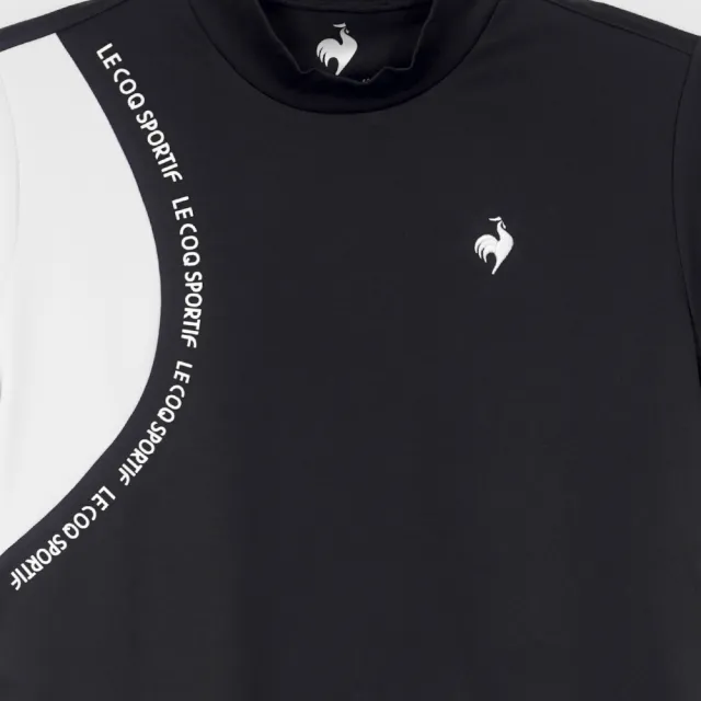 【LE COQ SPORTIF 公雞】高爾夫系列 女款黑色簡約不對稱運動高機能短袖棉衫 QLT2J211