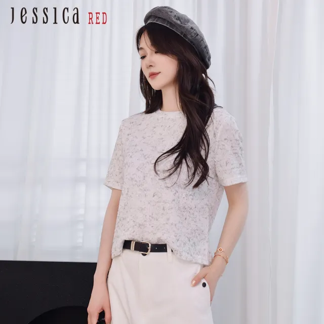 【Jessica Red】修身舒適暈染圓領短袖T恤R43604（白）