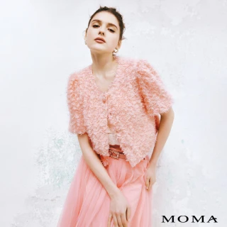 【MOMA】法式花紗短外套(淺橘色)