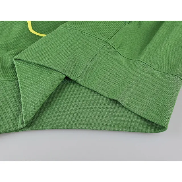 【KENZO】KENZO創辦人造型線條刺繡LOGO純棉長袖連帽T恤(女款/草綠x檸檬綠)