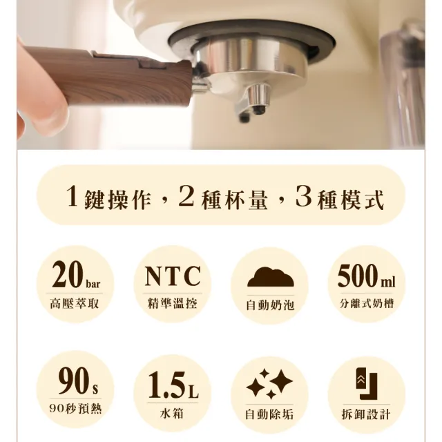 【FURIMORI 富力森】半自動義式奶泡咖啡機(FU-CM855福利品)