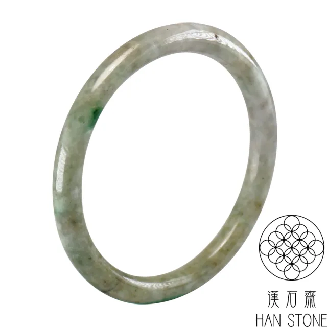 【漢石齋】天然翡翠A貨 圓條手鐲玉鐲 飄花種(手圍19/版寬7.2mm)