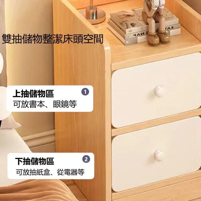 【E家工廠】床頭櫃 雙抽床頭櫃 抽屜櫃  簡易床邊櫃 收納櫃 床邊桌(125-SYKC兩抽床頭櫃)