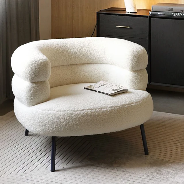 SongSH 意大利BOBO羊羔絨C型沙發現代化妝椅單人沙發椅(沙發/沙發椅/化妝椅)