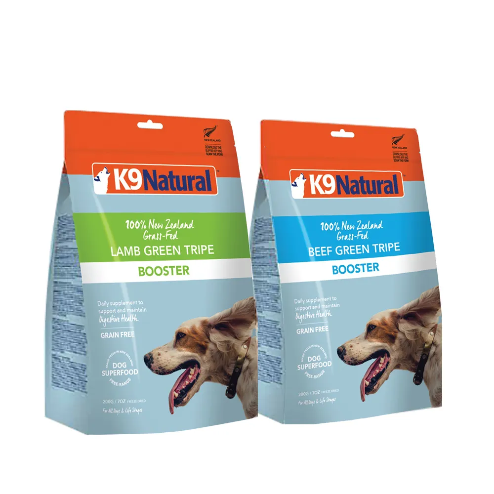 【K9 Natural】狗狗凍乾生食餐-鮮草羊肚/牛肚 2件組(常溫保存/狗飼料/狗糧/寵物食品/全齡犬/佐餐/挑嘴狗)