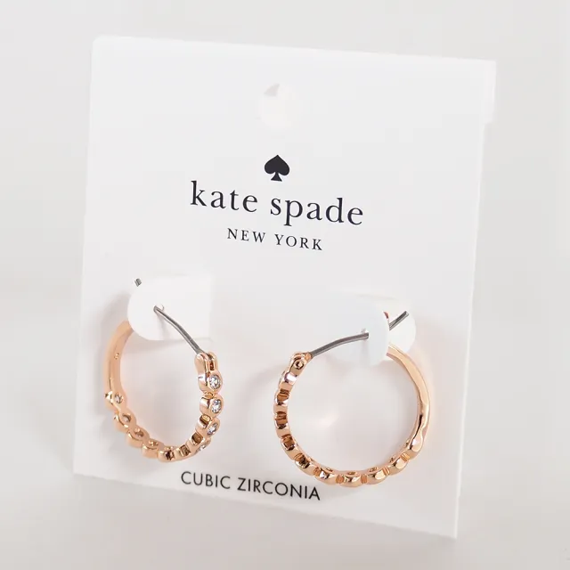 【KATE SPADE】圓圈環繞水鑽耳環(玫瑰金色)